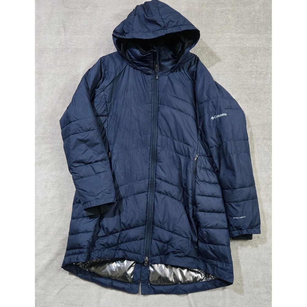 Columbia Omni-Heat Puffer Jacket Women Medium Hooded Insulated Parka Snow Winter